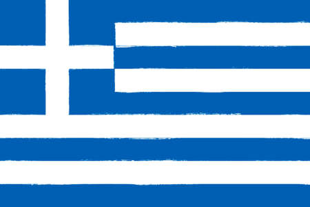 Flag of Greece. Brush strokes painted national symbol background illustration imageの写真素材