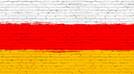 South Ossetia flag painted on brick wall. national country flag backgroundの写真素材