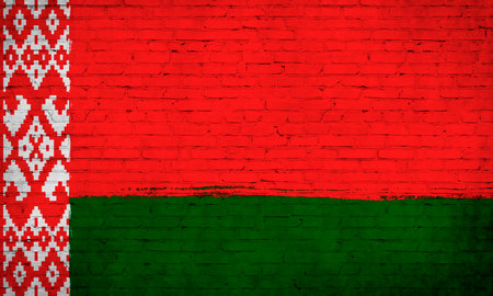Belarus flag painted on brick wall. national country flag backgroundの写真素材