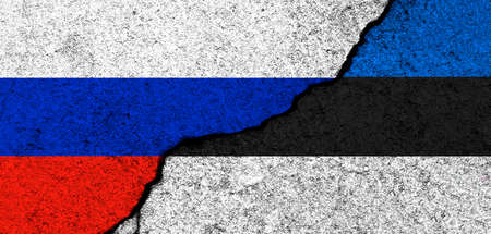 Russia and Estonia flags background. Diplomacy and political, conflict and competition, partnership and cooperation conceptの写真素材