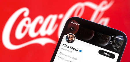 Elon Musk and Coca-Cola, close-up, business and financial concept photoのeditorial素材