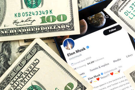 Elon Musk money background. Business and stock concept photoのeditorial素材