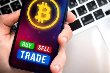 Bitcoin new virtual money concept and financial background, businessの写真素材
