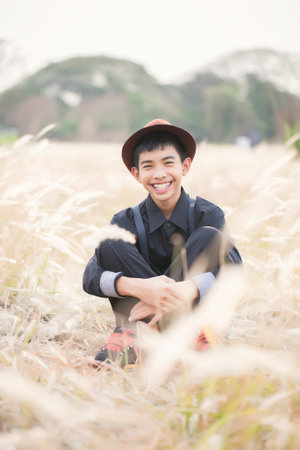 Portrait of Handsome teen boy outdoors