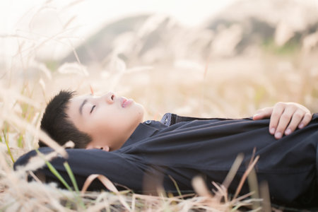 Portrait of Handsome teen boy outdoors