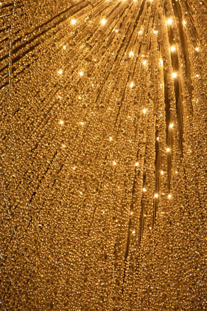 abstract image  crystal chandelier.Crystal made chandeliers light orange.Select focus pointの写真素材