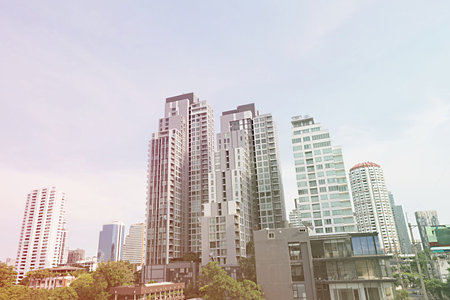 buildings and condos Houses and buildings in the city of Thailand.view from tall building on a...