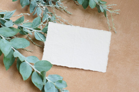 Photostock wedding styled composition. Feminine desktop mockup scene with leaves, silk ribbon, blank...