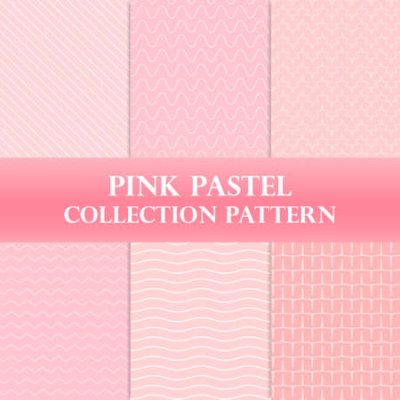 Pink background with pink stripes, Pink pastel pattern design collection, pattern curve vector illustratorのイラスト素材