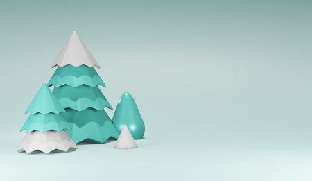Merry christmas and happy new year realistic 3d design light blue christmas tree
