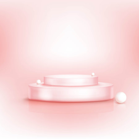 Abstract background with round podium and white pearls. Vector illustration.のイラスト素材