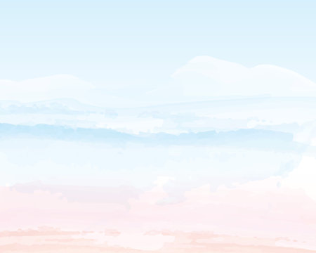 Painting imaginary landscapes with watercolors Like a dream island The more you look, the warmer it becomes.のイラスト素材