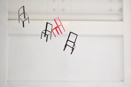 Little chairs on the white space.の写真素材