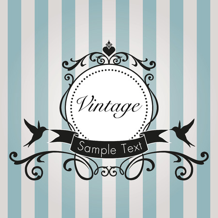 Vintage frame on blue backgroundのイラスト素材