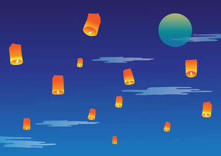 Sky lanternのイラスト素材