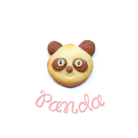 Panda cookies on white backgroundの写真素材