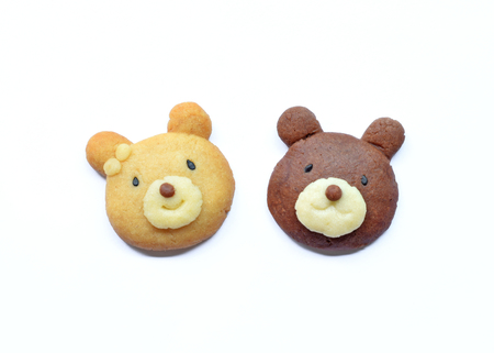 Bear cookies on white backgroundの写真素材