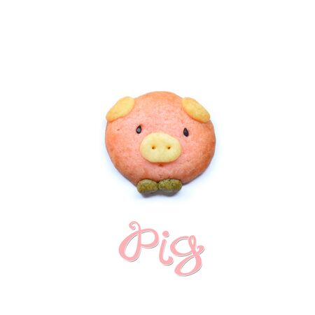 Pig cookies on white backgroundの写真素材