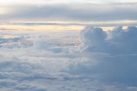 Above the clouds in the evening