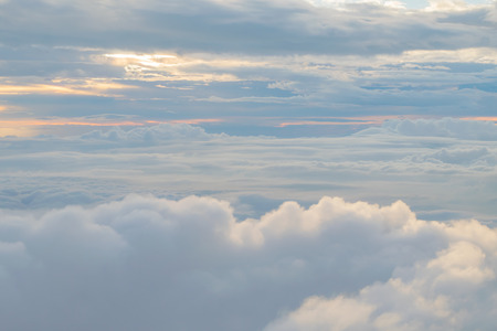 Above the clouds in the eveningの写真素材