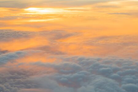Above the clouds in the eveningの写真素材
