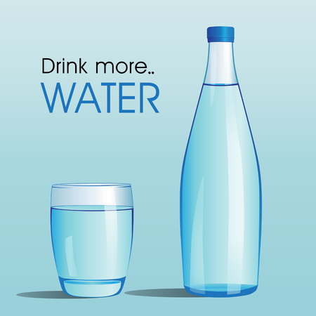 Bottle of water and glassのイラスト素材
