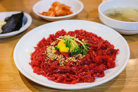 Korean style raw beefの写真素材
