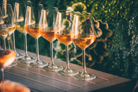 Rose Wine Glass and Bottle Rose Wineの写真素材