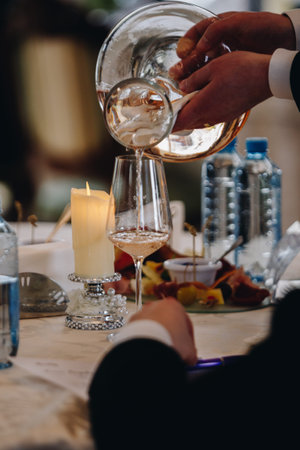 Red white and rose wine glass tasting in store restaurant