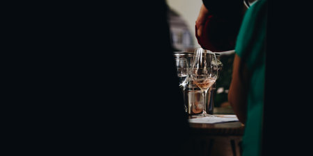 Glass of rose wine image for banner advertorial website cover brochure template mock-upの写真素材