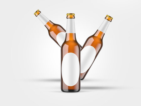 Beer bottle mockup isolated on white background.の写真素材