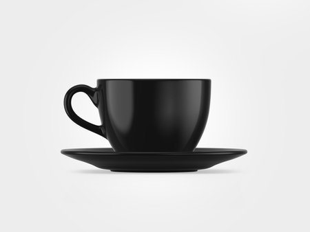 Black coffee cup isolated on white background.の写真素材