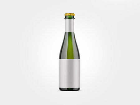 Champagne bottle with blank label isolated on white background.の写真素材