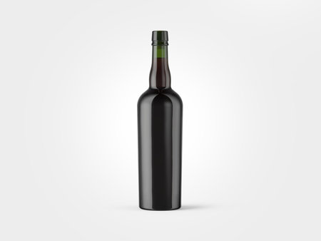 Bottle of red wine isolated on white background.の写真素材