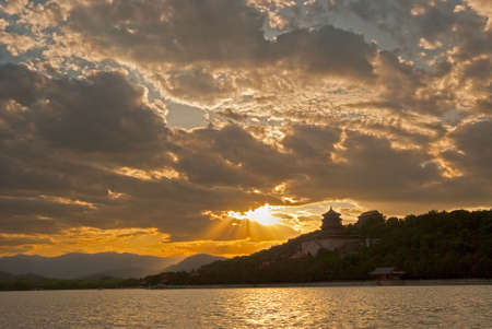 Summer Palace of sunsetの写真素材