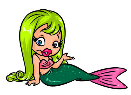 Girl mermaid cartoon illustration characterの写真素材