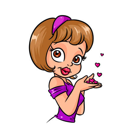 Beautiful girl heart romantic cartoon illustration isolated image characterの写真素材