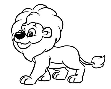 Little lion character animal illustration cartoon coloringの写真素材