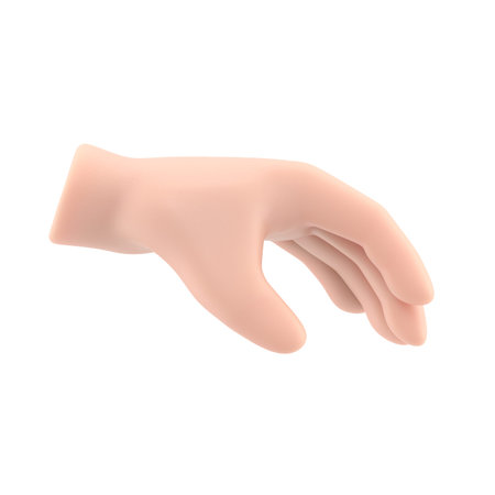 Human hand on a white background. 3d rendering, 3d illustration.