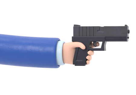 Hand with a gun isolated on white background. 3d illustration.の写真素材