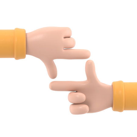 Cartoon Gesture Icon Mockup.Strength icon. Cartoon character hand fist gesture. 3D rendering on white background.の写真素材