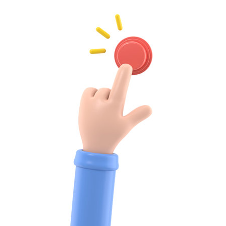 Cartoon Gesture Icon Mockup.3d hand touching smartphone. cartoon icon or mockup of using mobile...