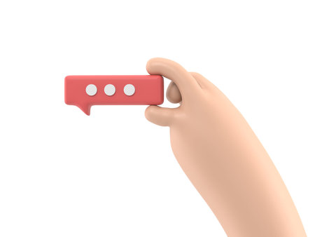 Cartoon Gesture Icon Mockup.3d hand touching smartphone. cartoon icon or mockup of using mobile...