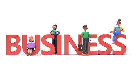 3D illustration of cartoon characters business concept.3D rendering on white background.