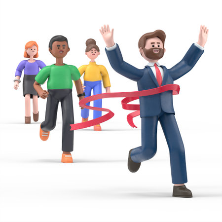 3D illustration of cartoon characters-Competition, computer generated image. 3D rendering on white background.の写真素材