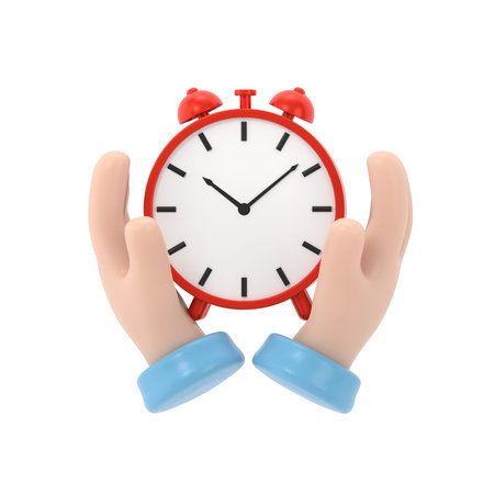 Protect time. Save time concept. Businessman in hands is holding a watch,alarm clock. 3d...