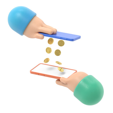 Mobile payment money transfer flat 3d isometry isometric financial transaction concept web 3d...