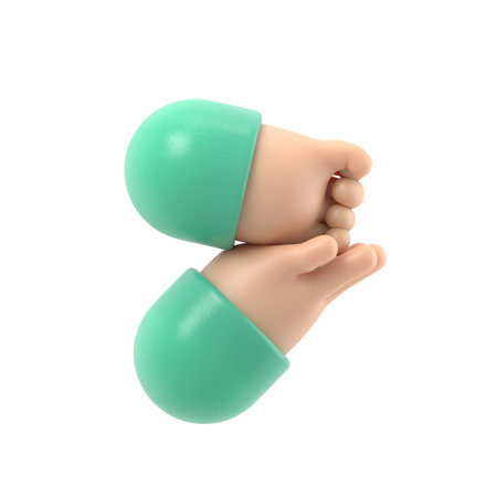 HELP gesture asl. Hand gesture,palm and fist. Non-verbal communication. Language gestures. 3d illustration flat design. Hand icon.3D rendering on white background.の写真素材