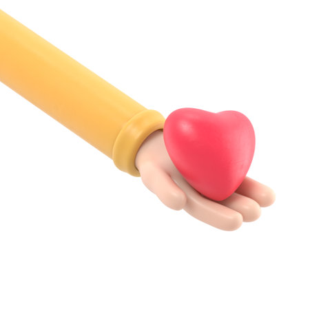 Electrocardiography concept. Cardiology ECG and EKG. Doctor holding a heart in hand. Red heartbeat.3d illustration isometric 3d design. Give life. Protection of health.の写真素材