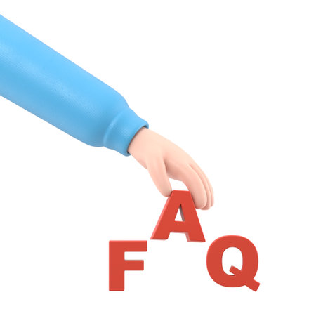 3d hand and word FAQ concept,Transparent Backgrounds Mock-up.Supports PNG files with transparent backgrounds.の写真素材